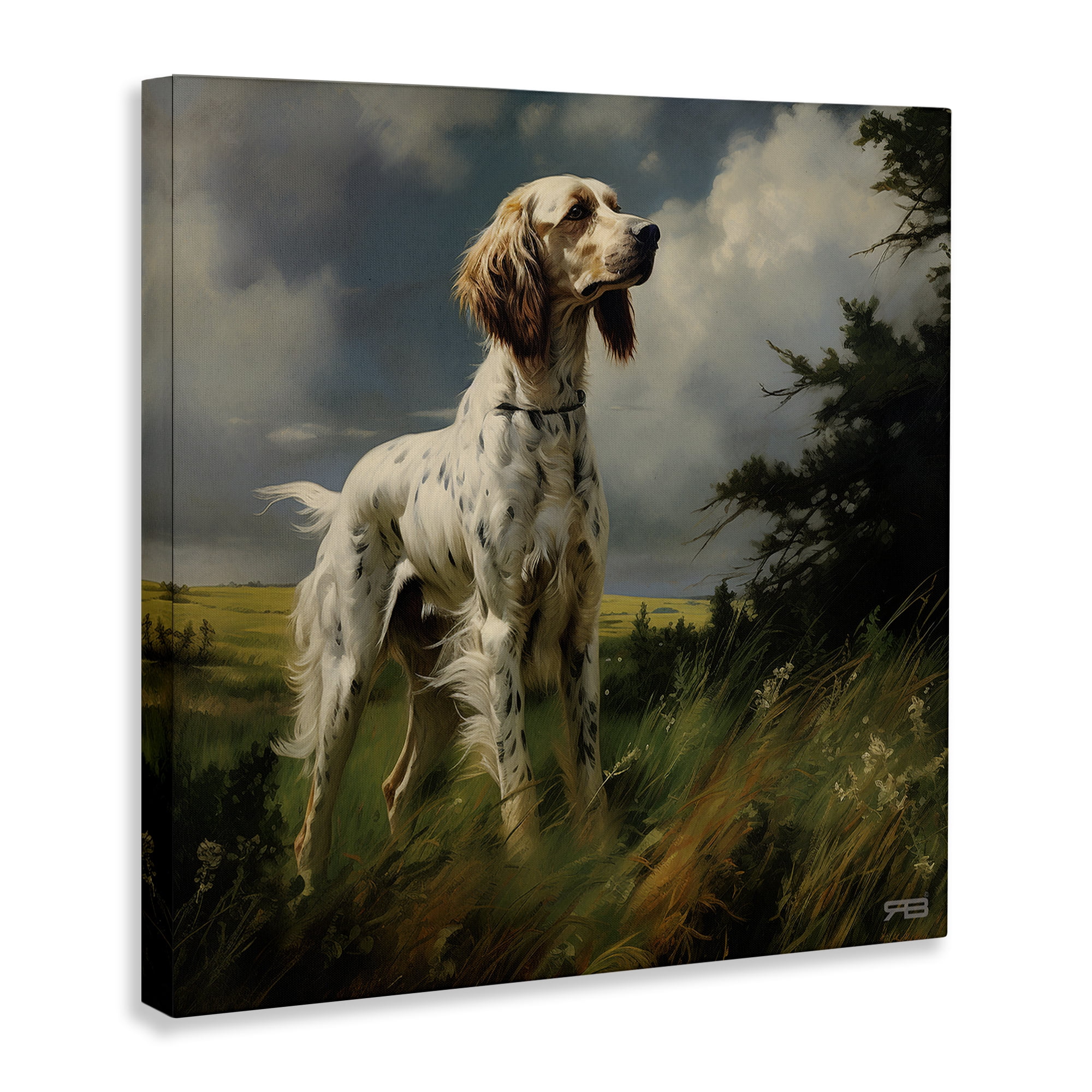 Stupell Industries Windswept Country Dog Landscape Painting Gallery Wrapped Canvas Art Print Wall Art, 30 x 30