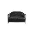 thumbnail image 2 of Benjara Filia 50 Inch Loveseat, Black Top Grain Leather Upholstery, Gray Metal-Color:BlackMaterial, 2 of 5