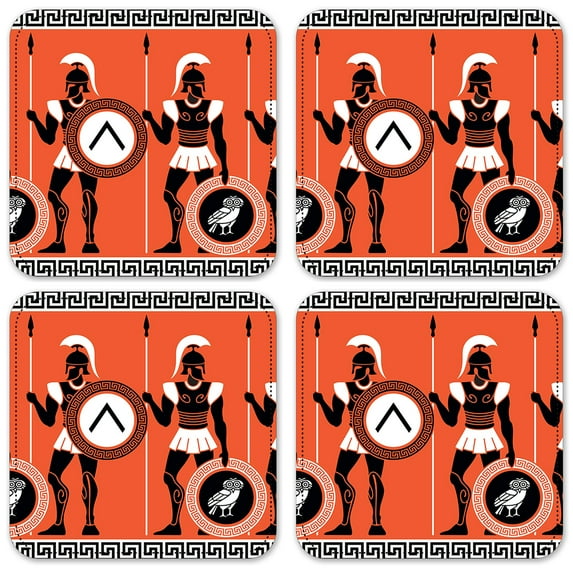 Vinyl Drink Coasters - Set of 4 - Ancient Greek Warriors