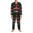 thumbnail image 3 of Salouo Wonderful Time Christmas Print Button-Front Long Sleeve Pajama Set for Men, Soft 2Pjs Men's Long Sleeve Sleepwear-Small, 3 of 7