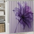thumbnail image 4 of Purple Flower 4 Pcs Bathroom Shower Curtain Set, Bathroom Sets with Rugs (Bath Mat, U Shape and Toilet Lid Cover Mat) and 12 Hooks,, 4 of 5