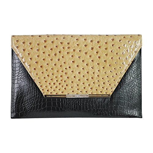 2Chique Boutique Women's Ostrich Skin Envelope Clutch