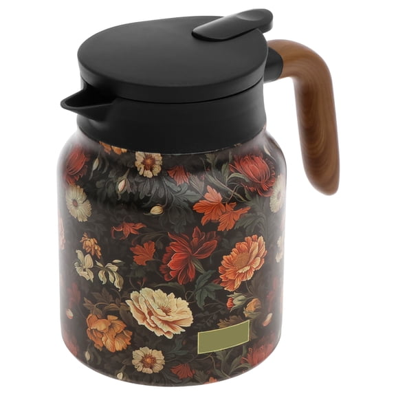 Ikoopy Thermal Tea Pot with Handle and Built in Infuser Stainless Steel Insulated Tea Kettle Flower Pattern Insulated Infuser Pot Practical Thermal Carafe for Home Office
