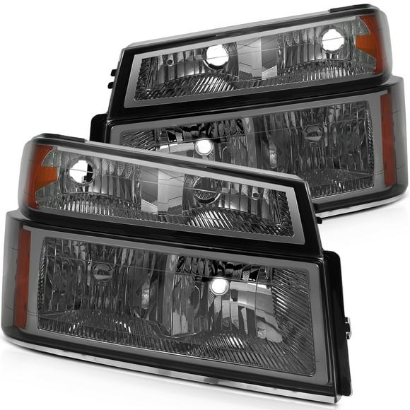 CCIYU headlights assembly For Chevrolet Colorado 2004-2012 For GMC Canyon 2004-2012 For Isuzu i-280 2006 For Isuzu i-290 2007-2008 With protective coating Smoke Housing Amber Reflector Clear Lens