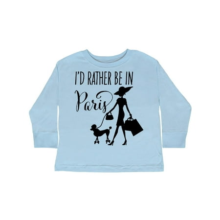 

Inktastic I d Rather Be in Paris- shopping and travel Gift Toddler Toddler Girl Long Sleeve T-Shirt