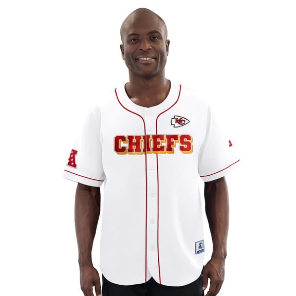Men's-Starter  White Kansas City Chiefs Relay Full-Button Baseball Jersey