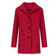 thumbnail image 4 of Women's Autumn Winter Vintage Solid Color Button Up Stand Collar Wool Coat winter clothing for women, 4 of 4