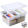 thumbnail image 1 of MACOPRO Caja de almacenamiento de plástico de 17 cuartos con bandeja extraíble, organizadores de manualidades y contenedor de almacenamiento transparente para organizar cuentas, herramientas, costura,, 1 of 9