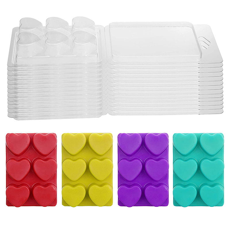 25+25 25 Square Molds+25 Round Molds 6 Cavity Clear Plastic Tray for Candle-Making & Soap Kampo Wax Melt Mold Wax Melt Molds Square and Round 