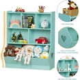 thumbnail image 7 of Kids Toy Storage Organizer, 3 Tier Children Small Bookcase and Bookshelf, Toddler 7 Cubby Toy Storage Cabinet, Toy Shelf for Playroom, Bedroom, Living Room, Nursery, School 29.53'' H (Green), 7 of 7