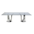thumbnail image 3 of Milan Amelia Rectangular Contemporary Steel and Glass Dining Table in Clear, 3 of 5