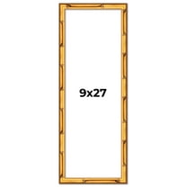 9x27 Frame Gold Bamboo Solid Wood Picture Frame | 1 Inch Moulding Width | Interior Frame Depth 0.75