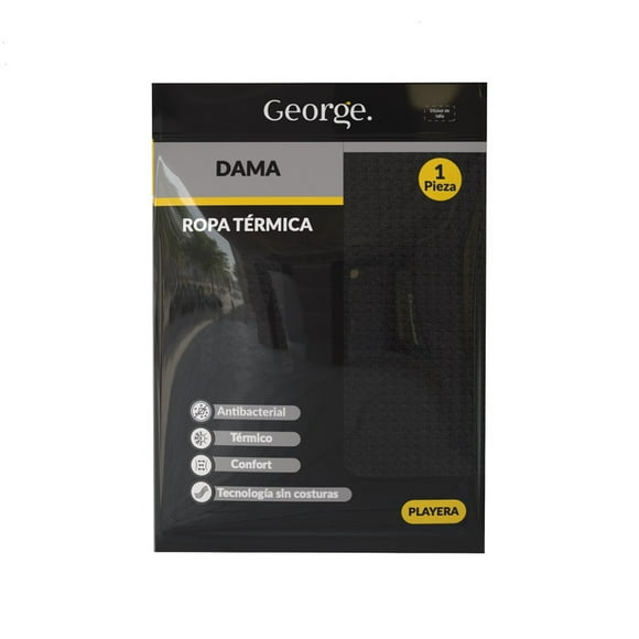Playera George para Dama, Térmica Negra Talla EG