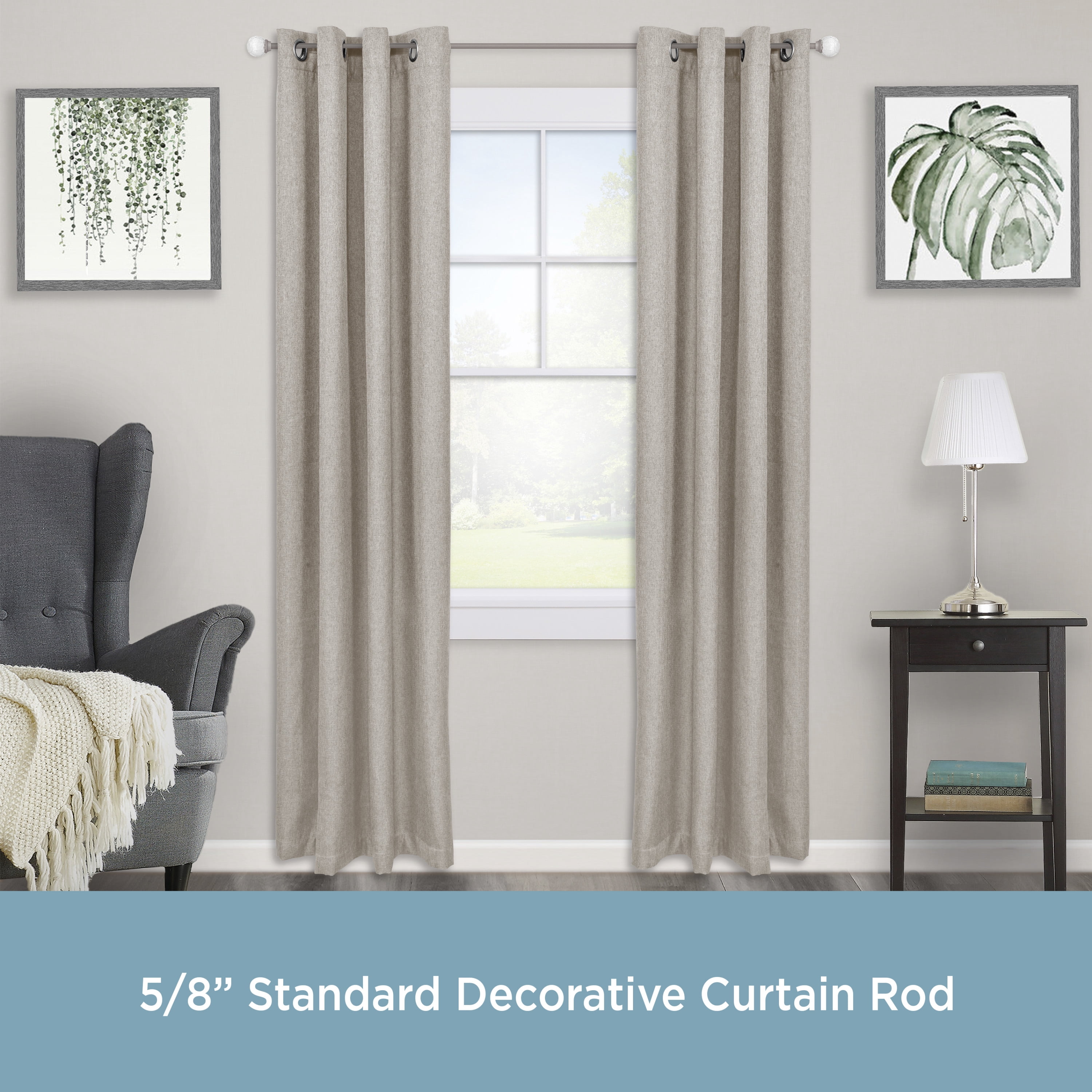 (2 pack) Kenney Walden 28-48" Steel Adjustable Curtain Rod, 5/8" Dia., Pewter