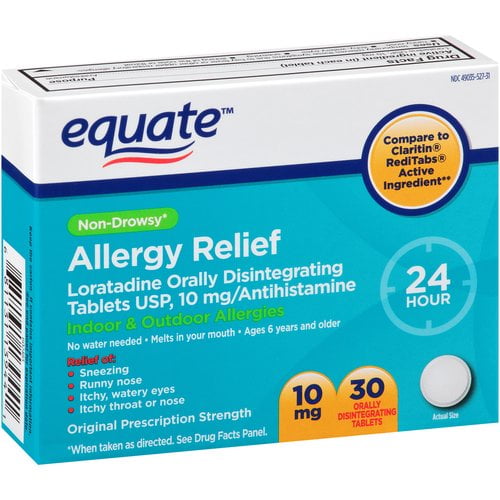 Equate NonDrowsy Allergy Relief Tablets, 10 mg, 30 Count