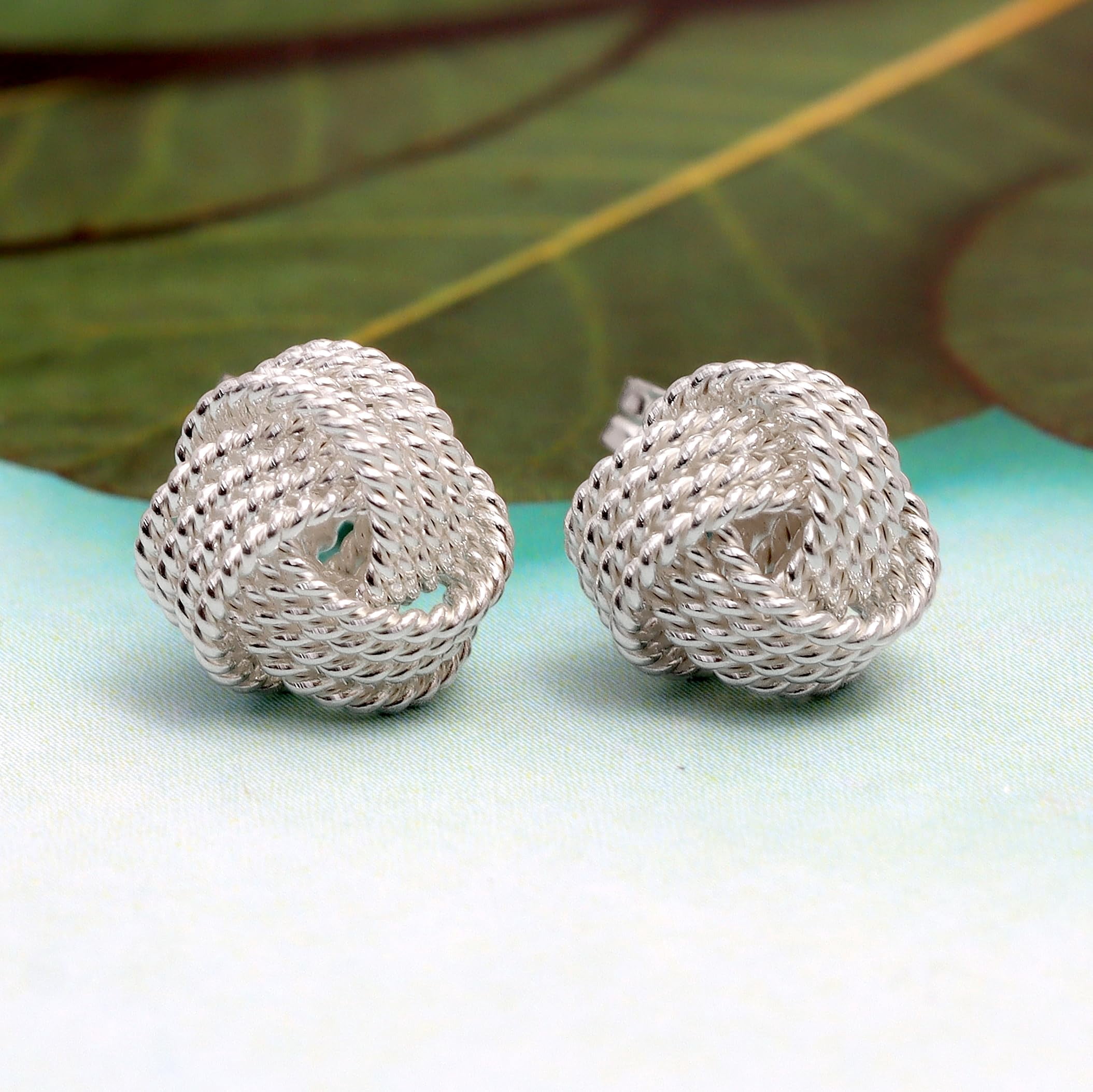 LeCalla 925 Sterling Silver Light-Weight Italian Design Love Knot Stud Earrings Jewelry for Women and Teen 10MM
