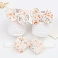 thumbnail image 4 of HUANBAI 0 To 1 Year Old Baby Shoes Hair Band Set Cute Bow Princess Shoes 3 5 7 9 Months Soft Soled Walking Shoes 3-6 Months, 4 of 5