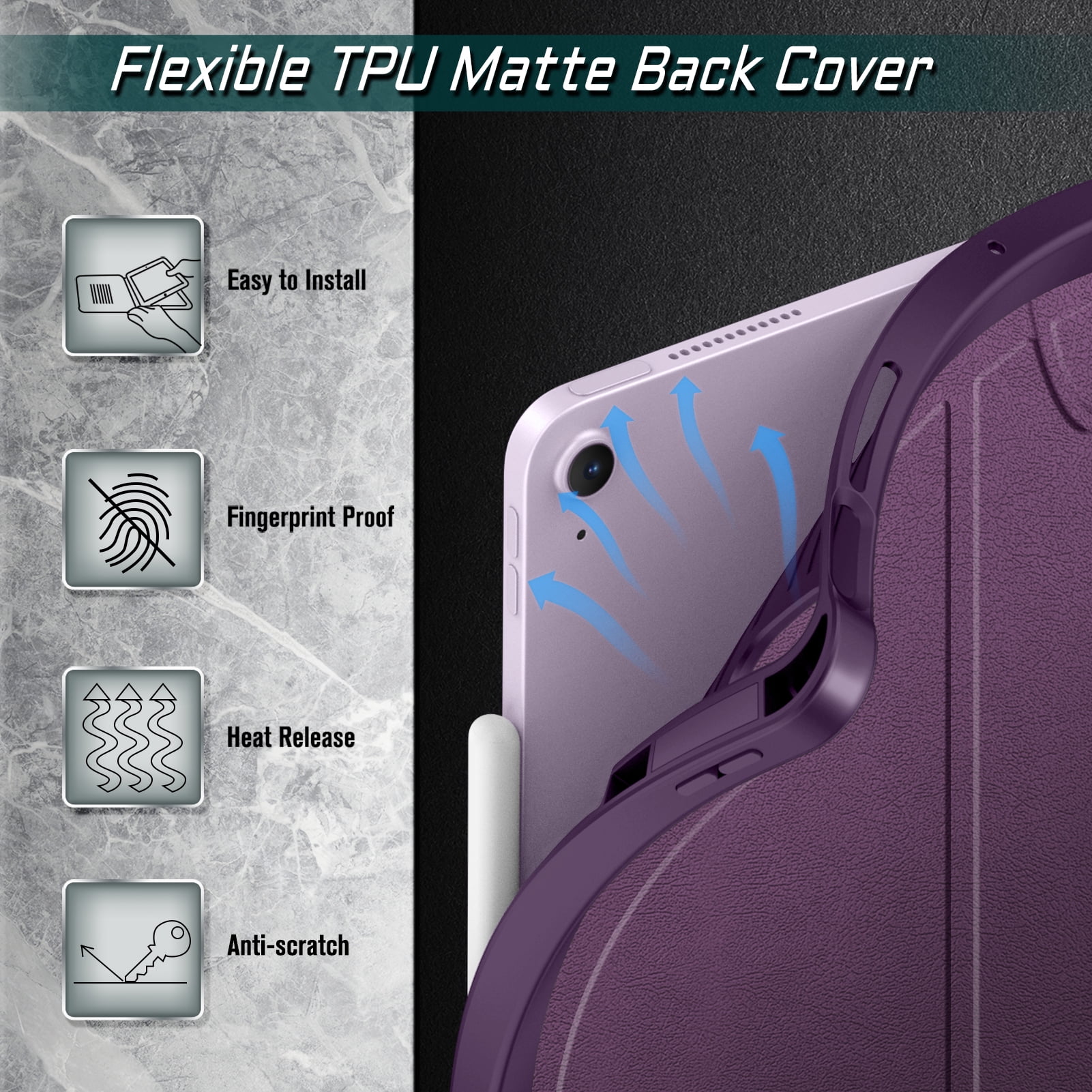 Fintie Magnetic Stand Case for iPad Air 13-inch (M4) 2026, (M3) 2025, (M2) 2024 - Multiple Angles Shockproof TPU Cover with Pencil Holder, Purple