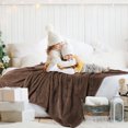 thumbnail image 3 of PiccoCasa Bed Blanket Mesh Soft Plush Fleece Blanket Queen 78"x90", Coffee Color, 3 of 7