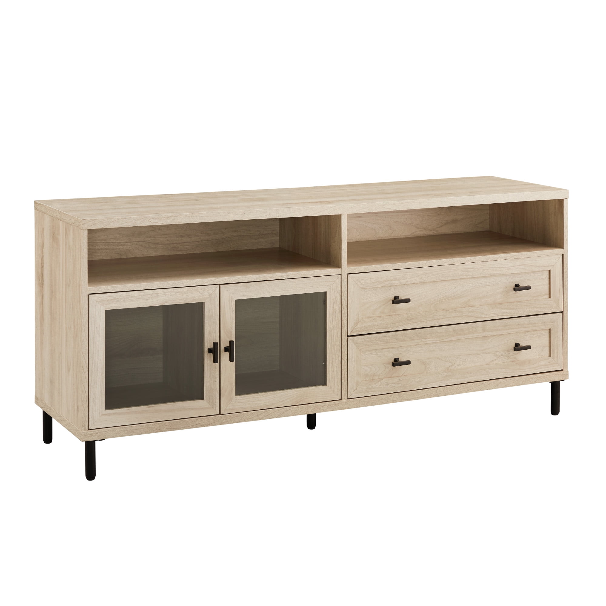 Manor Park Modern Wood and Glass TV Stand for TVs up to 60”, Birch