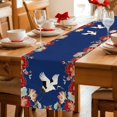 thumbnail image 5 of Blue Crane Table Runner - 108 Inch Long Vintage Red Teal Spring Floral Botanical Cotton and Linen Blended Dress Scarves Farmhouse Table Runner for Kitchen Dining, Coffee Table, 13" x 108", 5 of 8