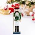 thumbnail image 3 of TISHITA Unique 39cm Christmas Nutcracker Figurine Wooden Doll Handmade Soldier Puppet Green, 3 of 8