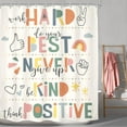 thumbnail image 2 of Kids Inspirational Quotes Shower Curtain Bathroom Set 72Wx72H Inches Funny Cartoon Cute Colorful Motivational Words Rainbow Dots Bath Accessories Classroom Art Home Decor Fabric 12 Pack Hooks, 2 of 3