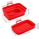 thumbnail image 5 of Revestimiento de silicona para bandeja de horno para cocinar de forma saludable y reutilizable en casa Olla freidora plegable roja con borde elevado y asas dobles, 5 of 5