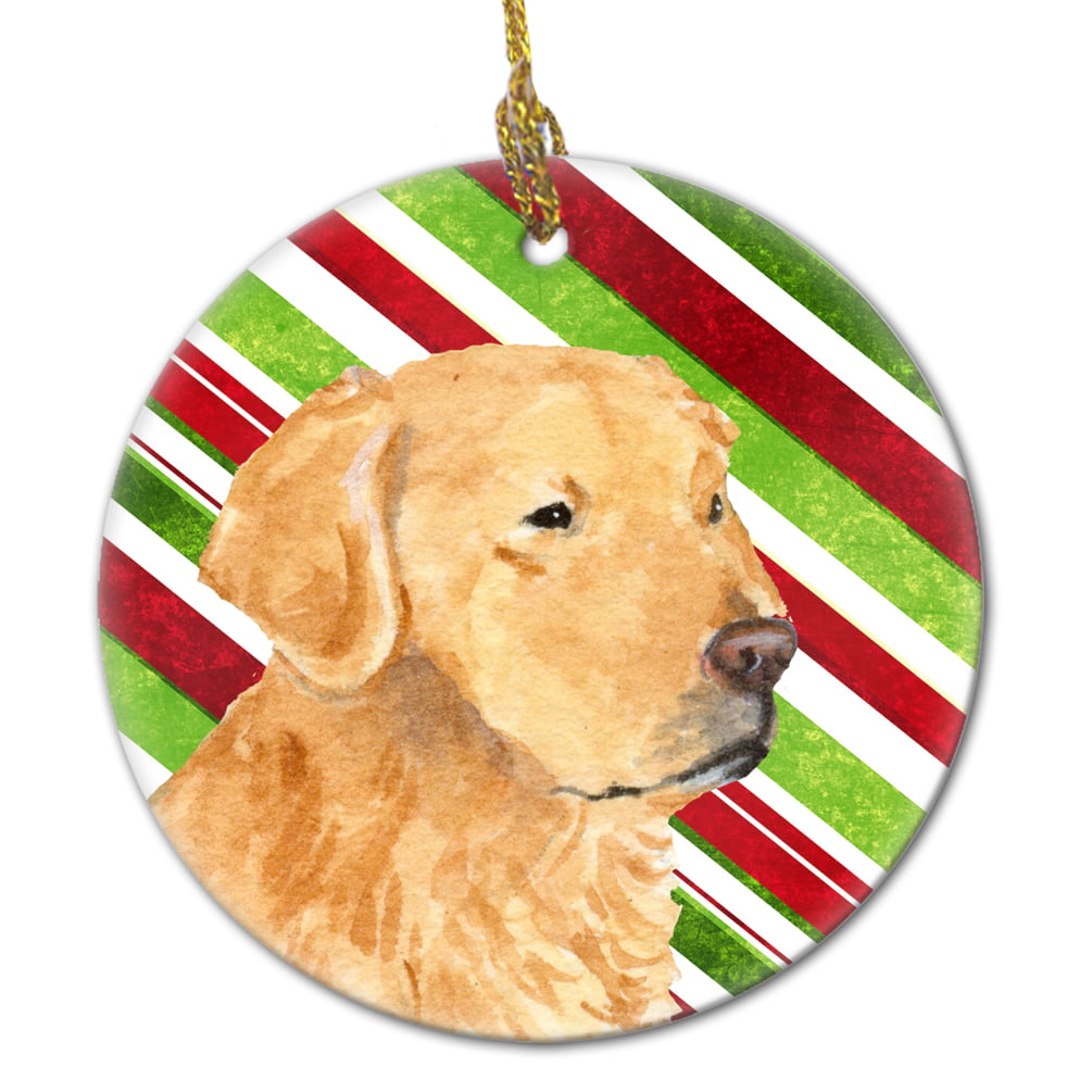 3" x 3.5" Handmade Needlepoint Golden Retriever Dog Christmas Tree Ornament 