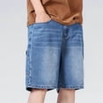 thumbnail image 6 of BVOFAR Jean Shorts for Men Classic Relaxed Fit Straight Leg Denim Shorts 5 Inch Inseam Elastic Waist Jorts Hip Hop Streetwear Light Blue XXL, 6 of 9