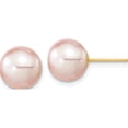 thumbnail image 1 of 14K Yellow Gold 9-10mm Round Purple Fwc Pearl Earrings Made In Canada x90ppu, 1 of 5