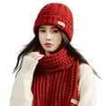 thumbnail image 2 of YAOBAMM Unisex Winter Hat Scarf Set 2Pcs Set Unisex Winter Solid Color Hat Scarf Set Thickened Warm Long Scarf Beanie Set, 2 of 6