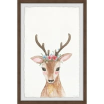 Marmont Hill Deer With Flower Crown Framed Painting Print