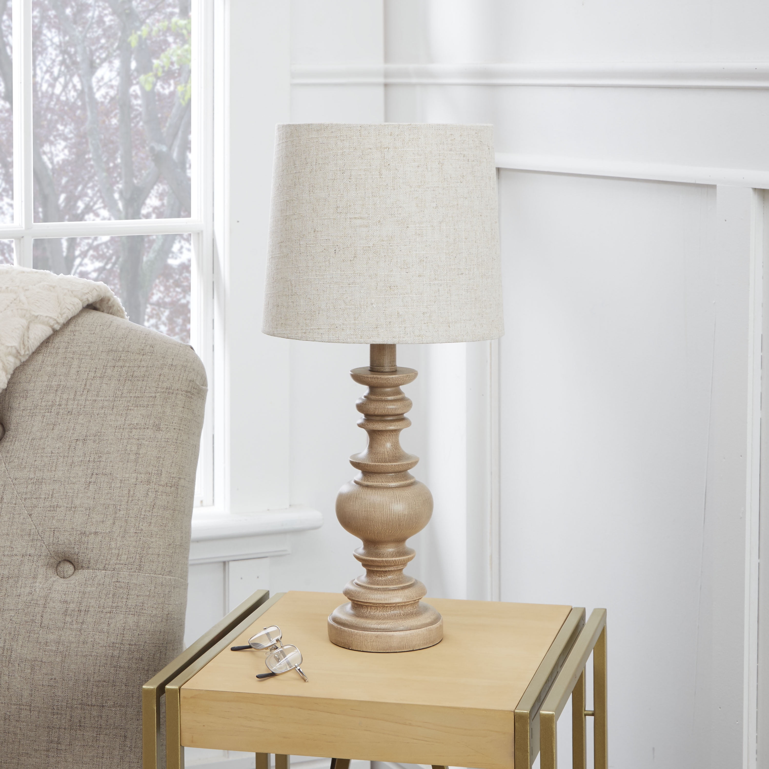 Mainstays washed wood 2025 table lamp