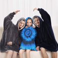 thumbnail image 5 of Blue Tie Dye Spiral Pattern Blanket Hoodies for Kids 6-13YR Oversize Wearable Blanket Hoodies for Boys Girls Teens, 5 of 7