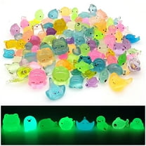 NIBERDA Luminous Ocean Mini Resin Animals Figures, 100 Pcs Glow in The Dark Tiny Plastic Animals Sea Creatures Miniature Figurines to Hide