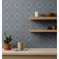 thumbnail image 4 of S4Sassy Self-Stick Decorative Boho Wallpaper, Mandala Pattern Wall Paper, Textured Vinyl Waterproof Contact Paper, Blue, 25"X 360" Removable Renter Friendly Walls Covering For Bedroom, Dining Room, 4 of 8