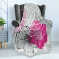 thumbnail image 4 of Grey Soft Flannel Fleece Throw Blanket, Abstract Blossoming Peonies Romantic Spring Bridal Bouquet Feminine Corsage, Cozy Plush for Indoor and Outdoor Use, 50" x 60", Grey Magenta White, by Ambesonne, 4 of 5