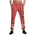 thumbnail image 1 of MAWCLOS Men Straight Leg Christmas Print Trousers Running High Waist Sweatpants Red White L, 1 of 4