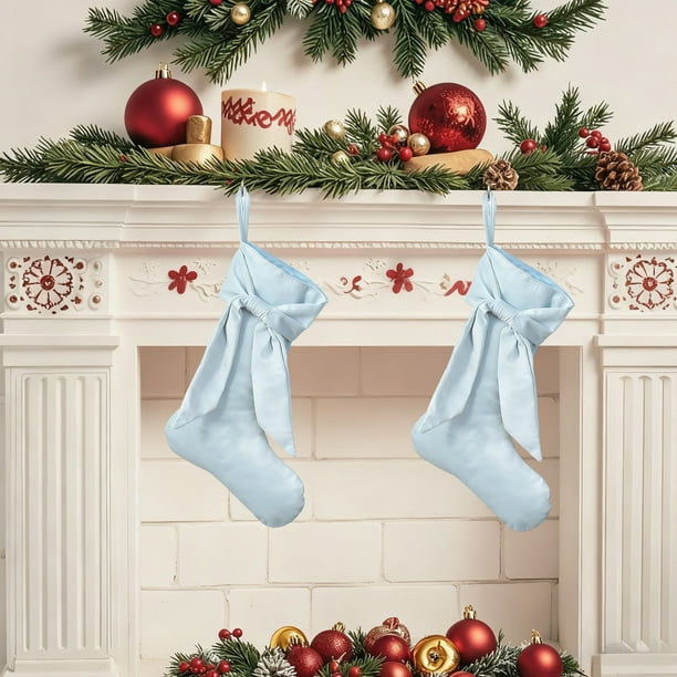 Adornos navideños colgantes para árbol de Navidad con forma de calcetines de terciopelo Rkxzt