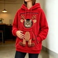 thumbnail image 3 of Frostluinai Womens Cats Hoodie with Pouch Zipper Fuzzy Fleece Pet Carrier Sweatshirt Christmas Reindeer Print Zippered Pet Pouch Adjustable Hole Pockets, 3 of 7