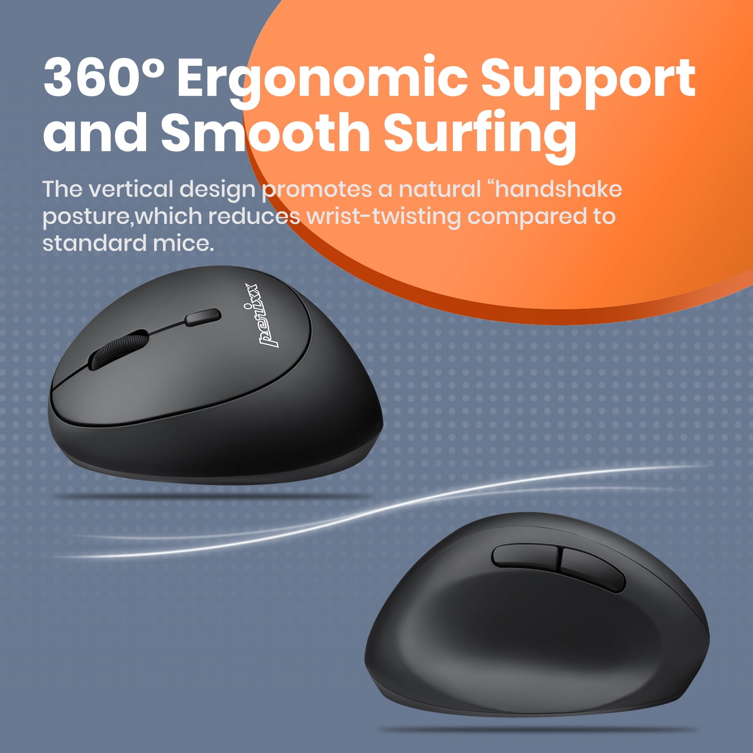 Perixx Perimice-719L, Left Handed USB Wireless Vertical Computer Mouse, Portable Size, 3 Level DPI