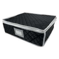 Fiocias China Storage Case Dish Storage Container Quilted Cup Plate Bowl Storage Bag for tea cup box black
