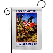 US Brotherhood G183020-BO 13 x 18.5 in. Lets Go Get EM Garden Flag with Armed Forces Marine Corps Double-Sided Decorative Vertical Flags House Decoration Banner Yard Gift