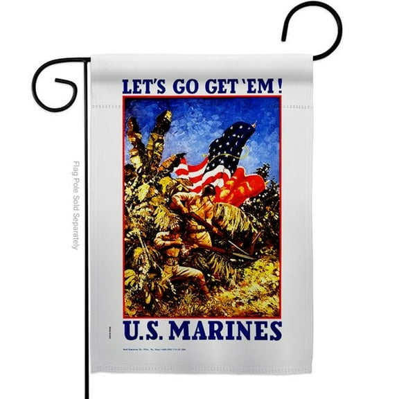 US Brotherhood G183020-BO 13 x 18.5 in. Lets Go Get EM Garden Flag with Armed Forces Marine Corps Double-Sided Decorative Vertical Flags House Decoration Banner Yard Gift