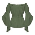 thumbnail image 2 of LEKWK Renaissance Top Women Off Shoulder Ruffled Top with Flared Bell Sleeves Classic Pirate Shirt Medieval Halloween Cosplay Costume, 2 of 9