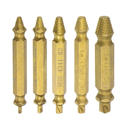 

Uxcell #0 #1 #2 #3 #4 Titanium Coated Stripped Damaged Screw Extractor 2 Set (10 Pack)