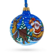 Enchanted Forest: Santa in the Woods - Blown Glass Ball Christmas Ornament 3.25 Inches