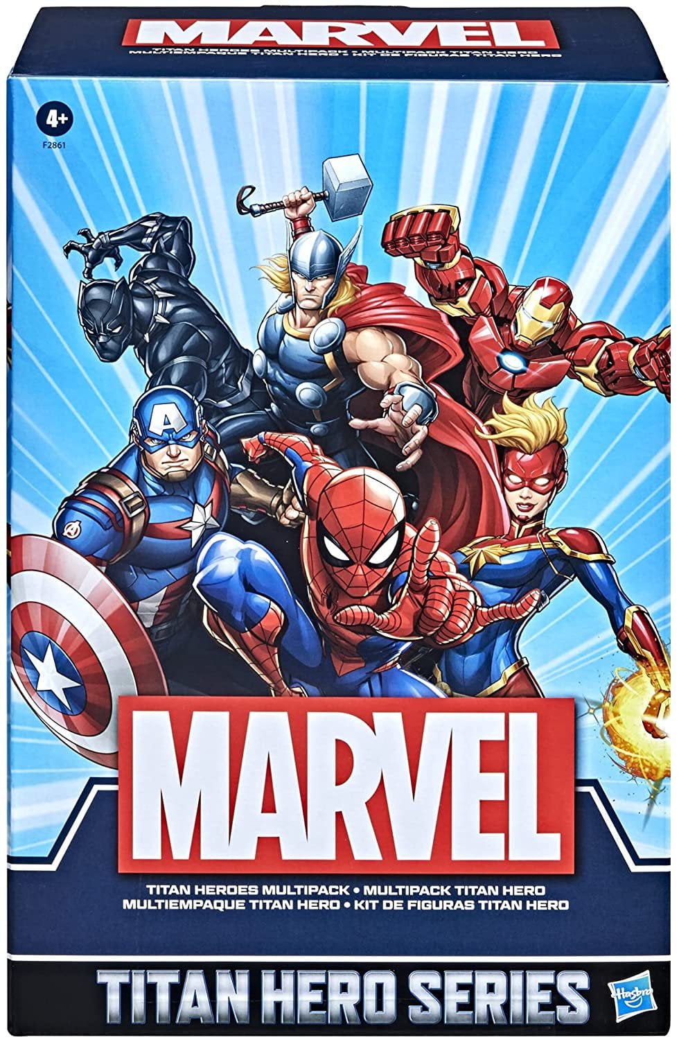Titan Hero Series Spider-Man, Captain America, Iron Man, Thor, Captain Marvel & Black Panther Action Figure 6-Pack