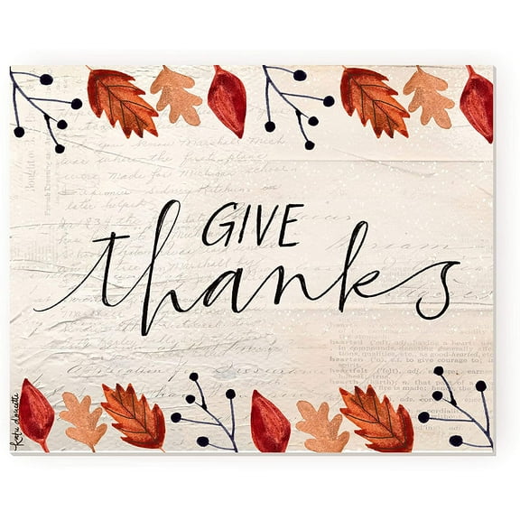 Give Thanks Rustic Wood Wall Sign 12x15 (Unframed)